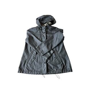 Madewell Black Coated Wax Hook Front Rain Jacket - Style #A1932 - Oversized - XS